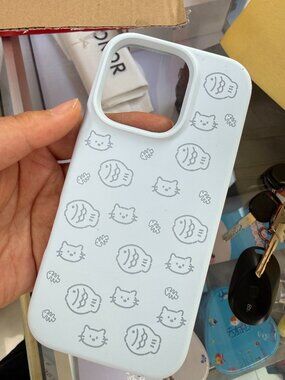 Cute Cat & Fish iPhone Case | Kawaii Milky White Aesthetic